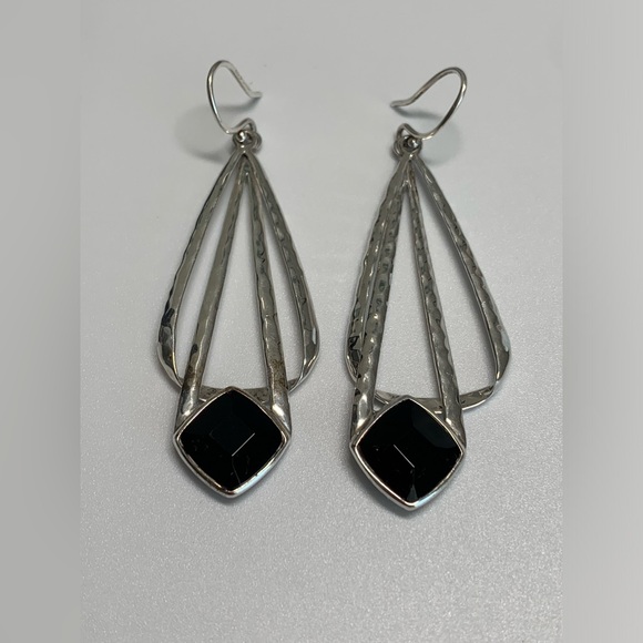 Silpada Vintage Textured Sterling Silver Faceted Onyx MIDNIGHT Earrings - Picture 5 of 11